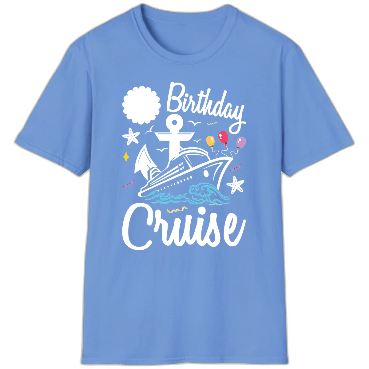 Birthday Cruise Nautical Celebration T-Shirt in Carolina Blue