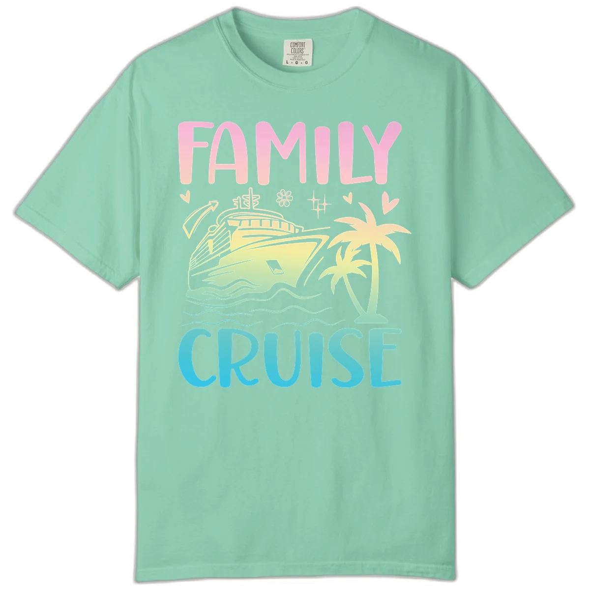 Family Cruise Vacation Comfort Color T-Shirt in Island Reef