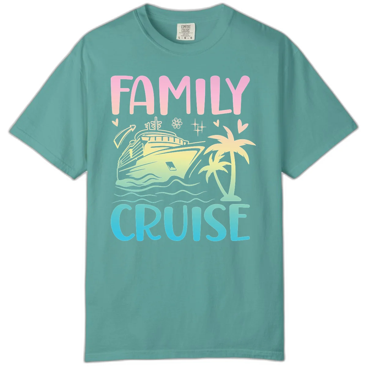 Family Cruise Vacation Comfort Color T-Shirt in Seafoam