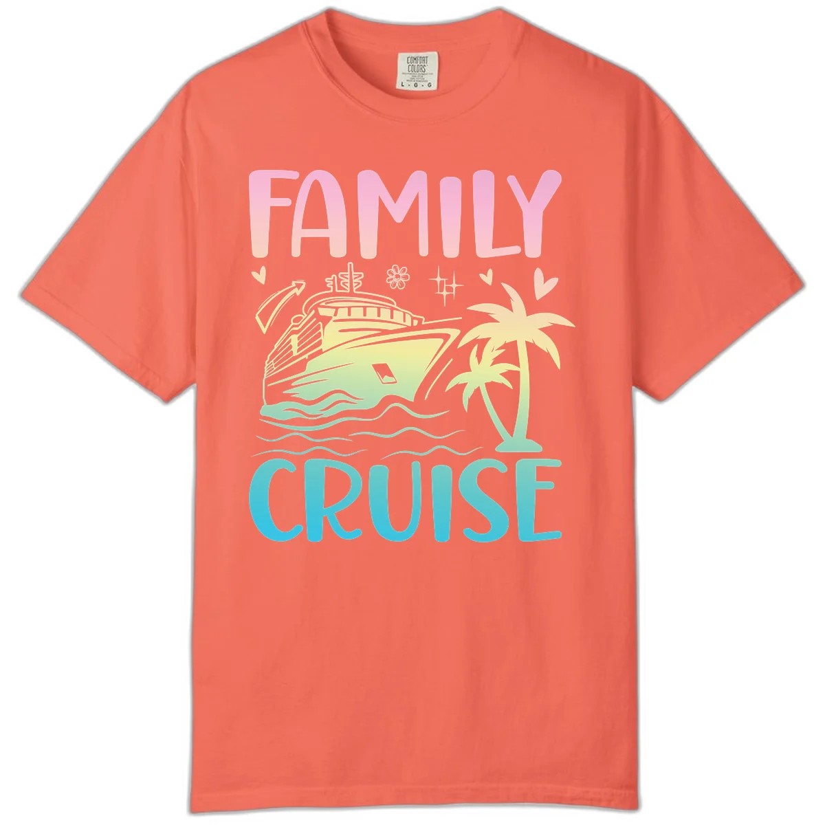 Family Cruise Vacation Comfort Color T-Shirt in Bright Salmon