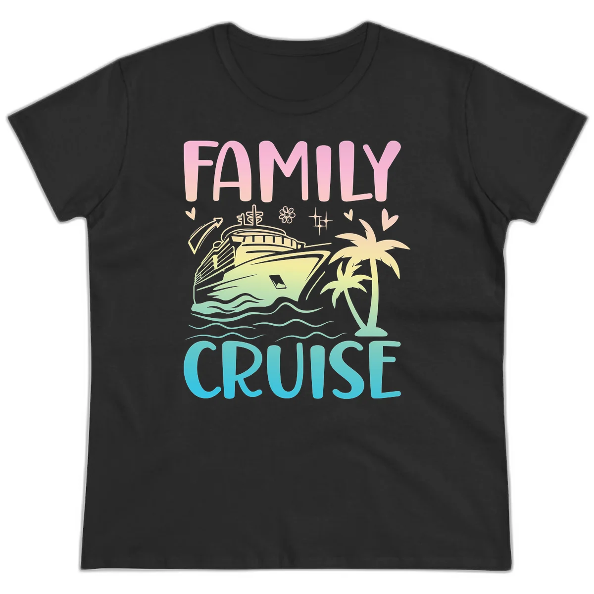 Family Cruise Vacation Ladies Tee in Black