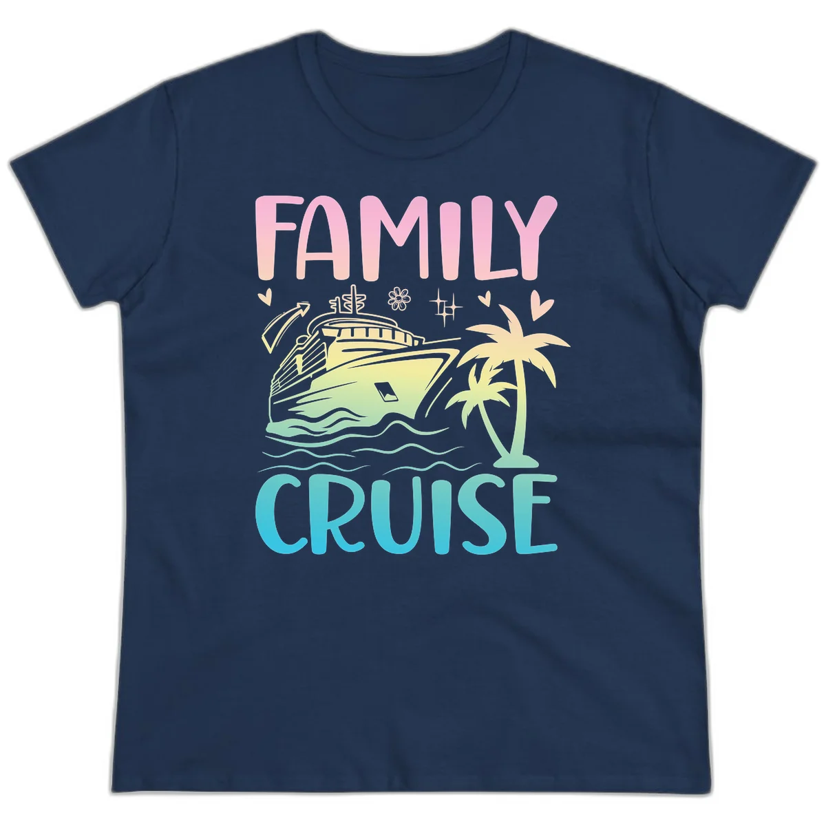 Family Cruise Vacation Ladies Tee in Navy
