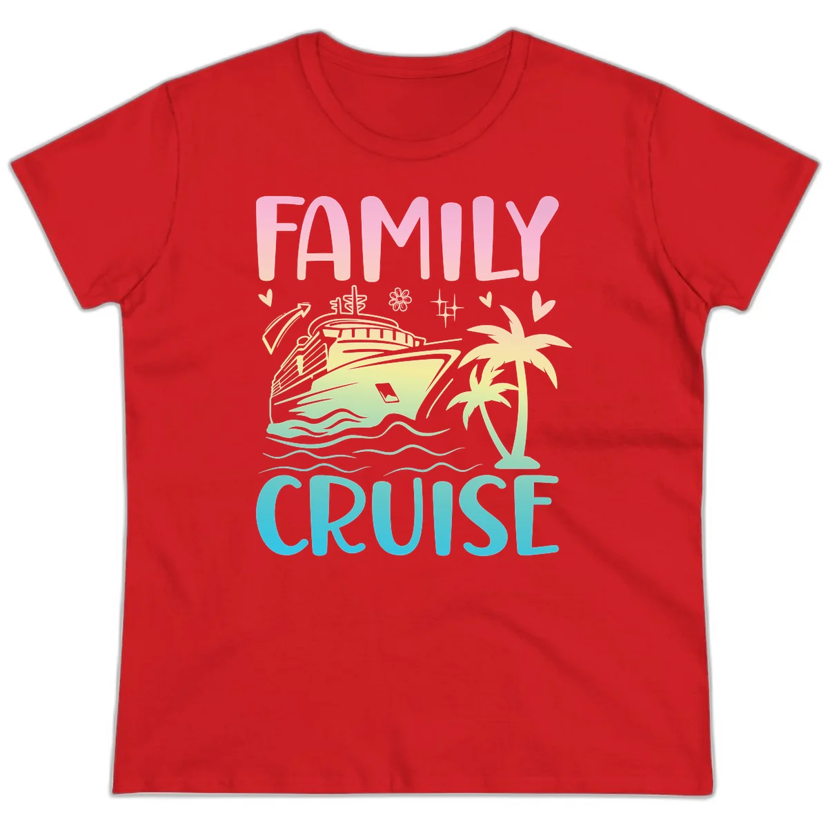 Family Cruise Vacation Ladies Tee in Red