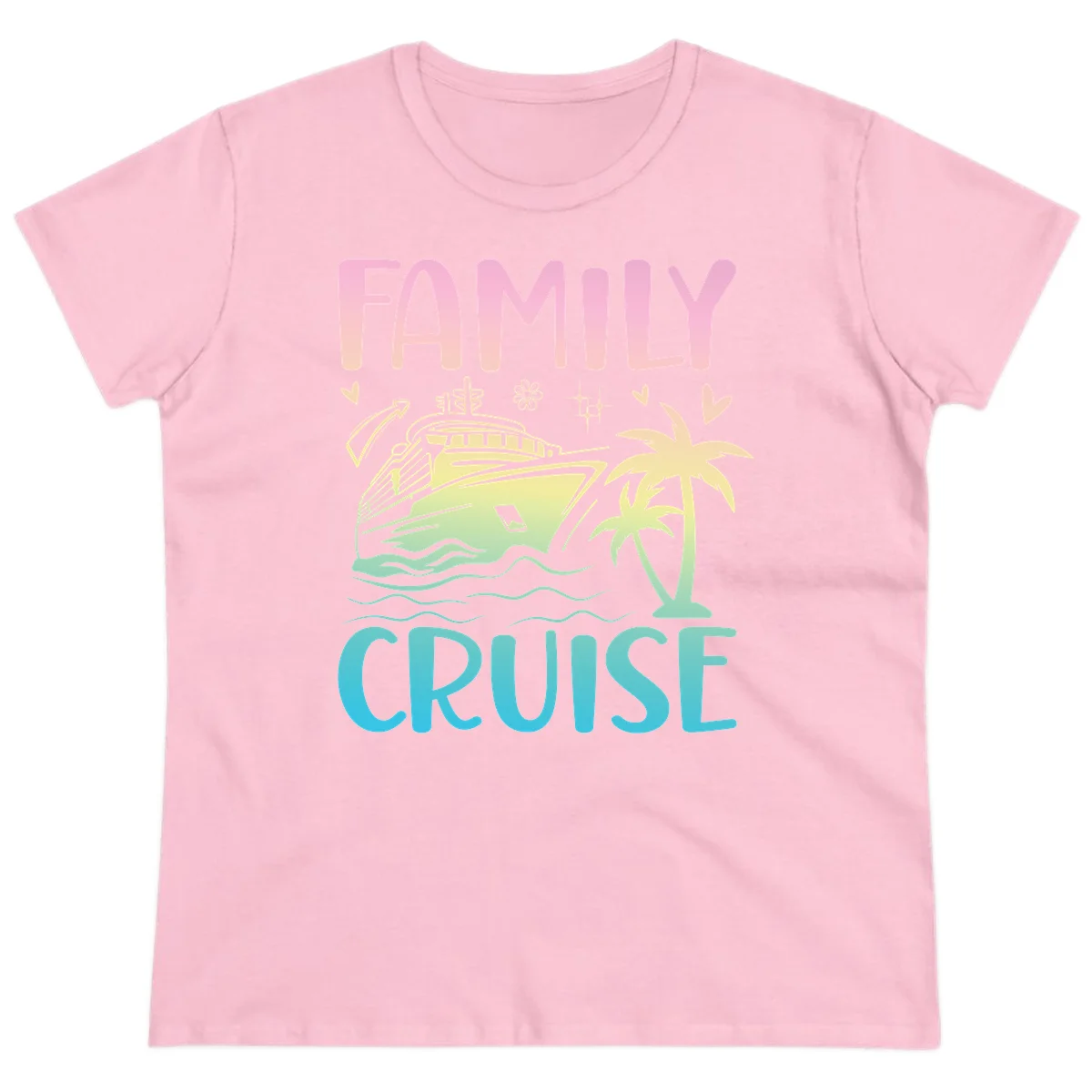 Family Cruise Vacation Ladies Tee in Light Pink