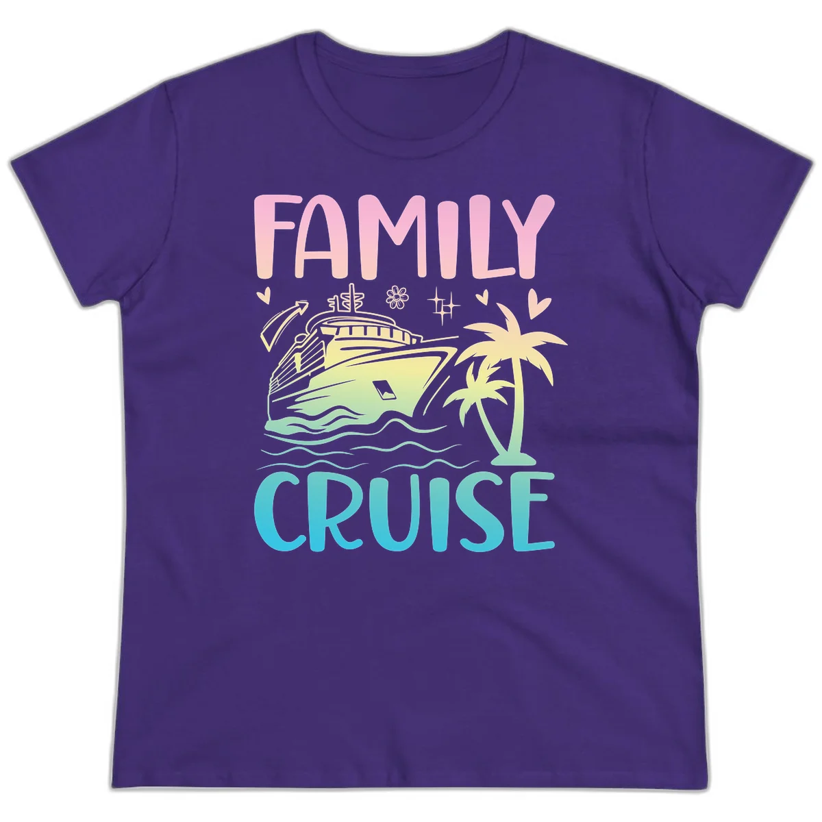 Family Cruise Vacation Ladies Tee in Purple