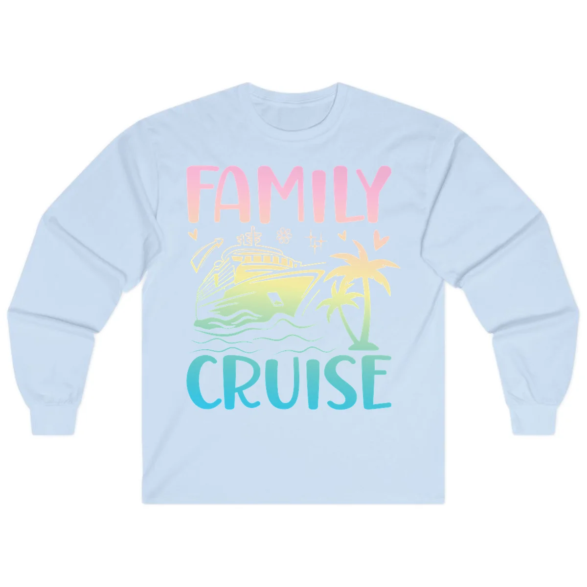 Family Cruise Vacation Long Sleeve in Light Blue