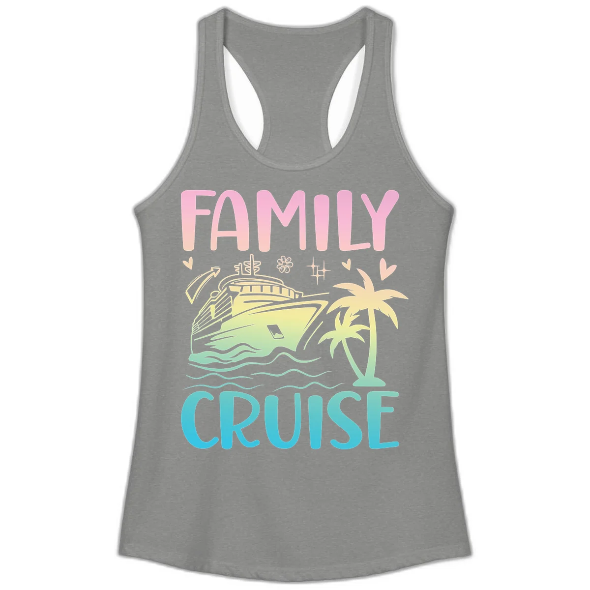 Family Cruise Vacation Ladies Tank in Heather Grey
