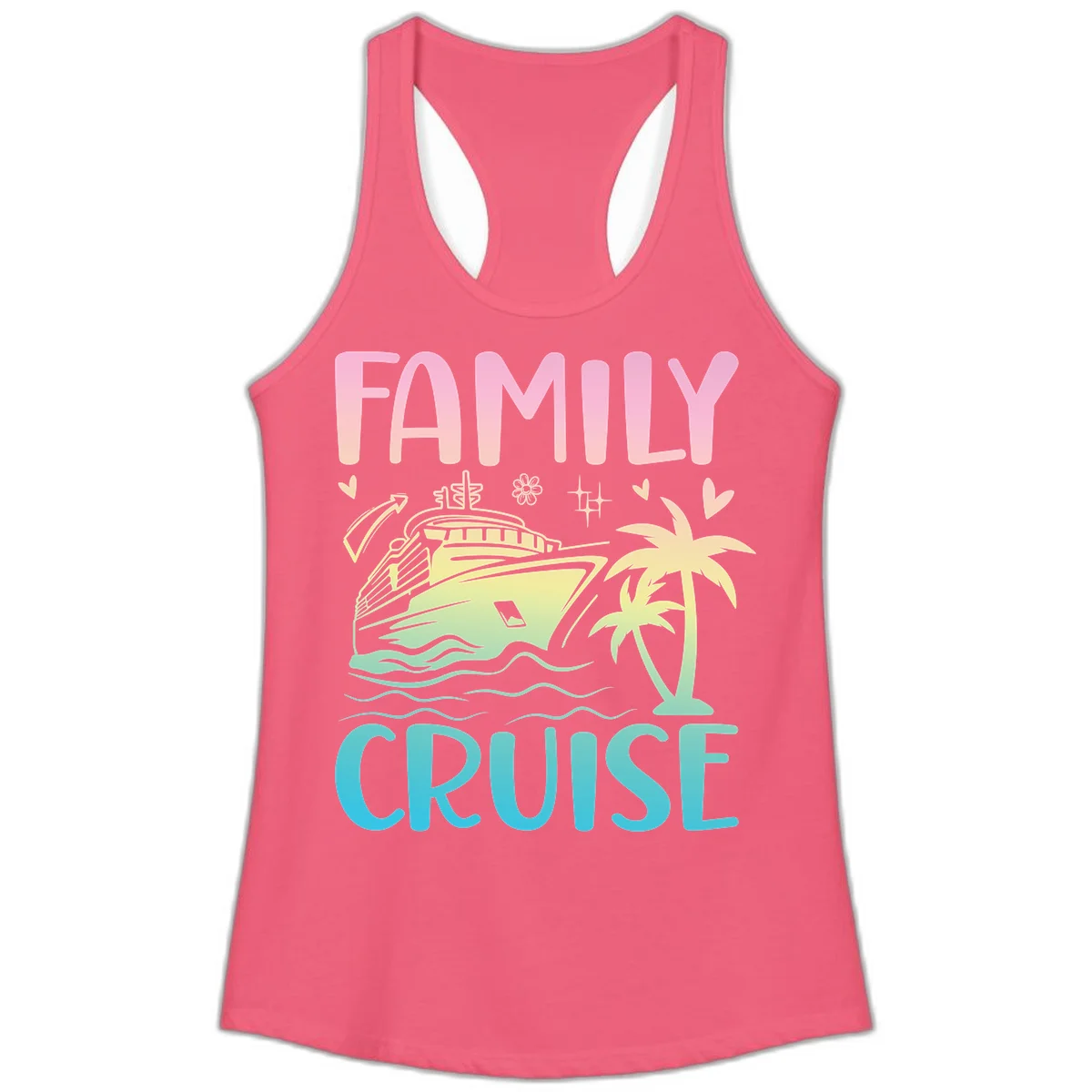 Family Cruise Vacation Ladies Tank in Hot Pink