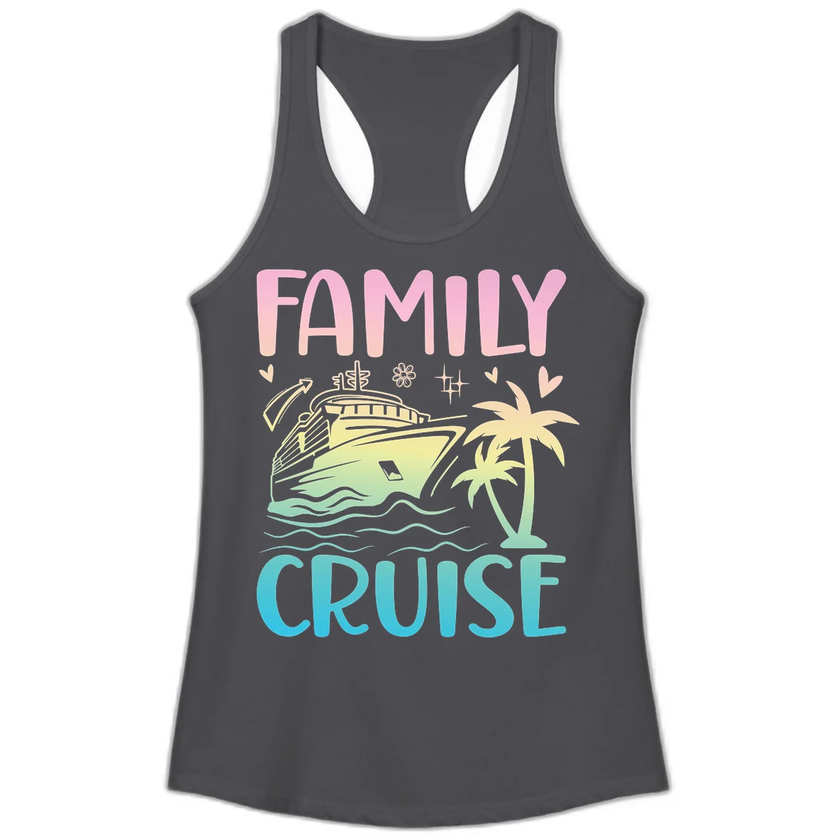 Family Cruise Vacation Ladies Tank in Solid Dark Gray