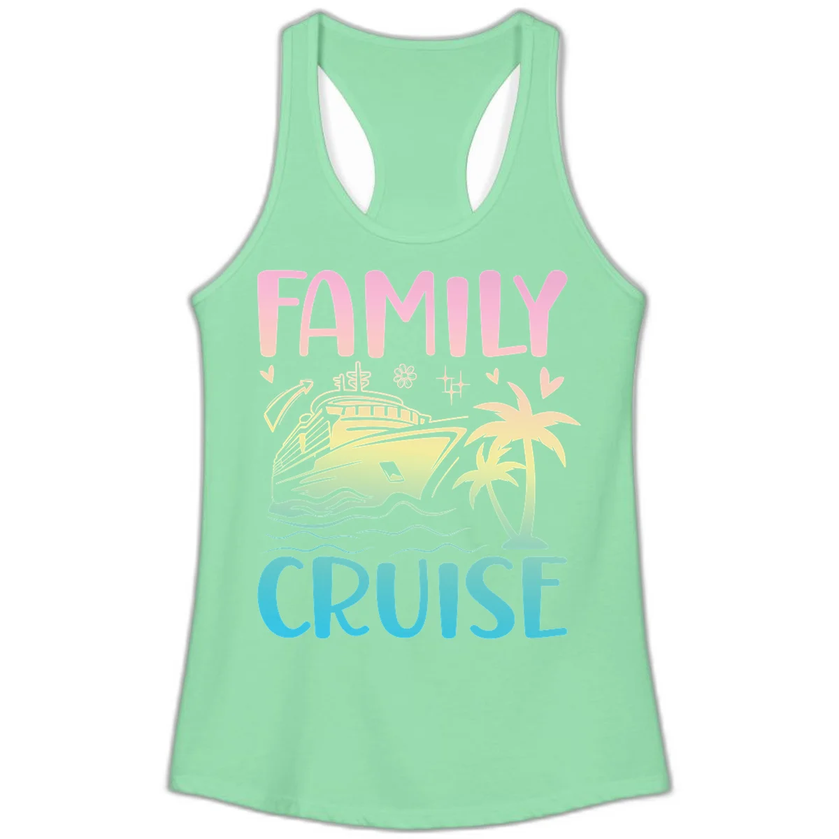 Family Cruise Vacation Ladies Tank in Solid Mint