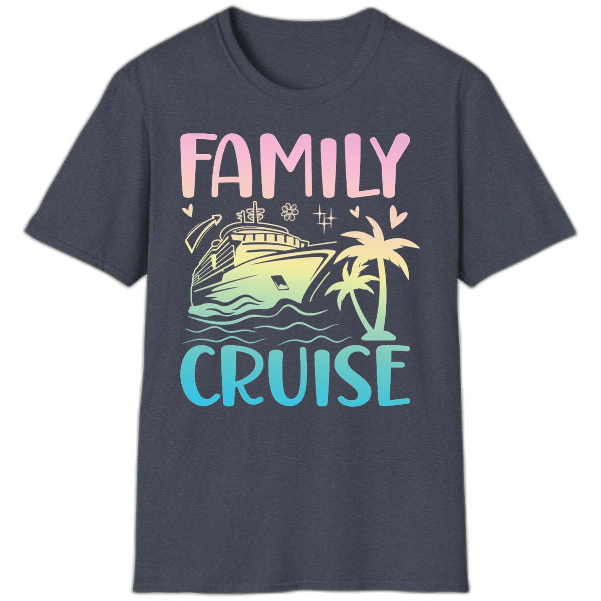 Family Cruise Vacation T-Shirt in Heather Navy