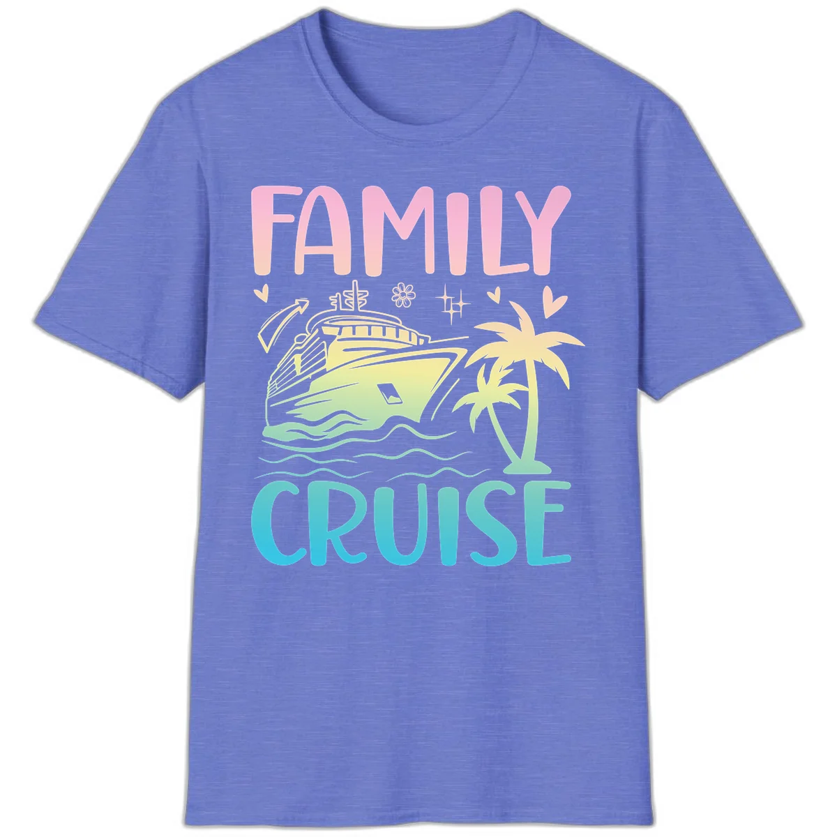 Family Cruise Vacation T-Shirt in Heather Royal
