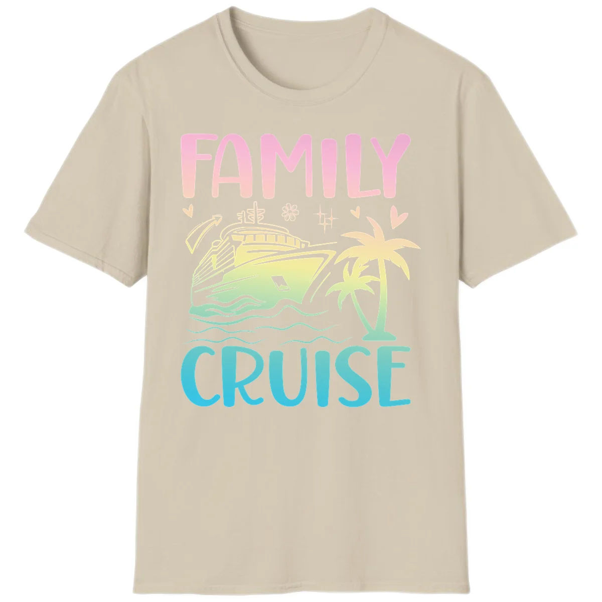 Family Cruise Vacation T-Shirt in Sand