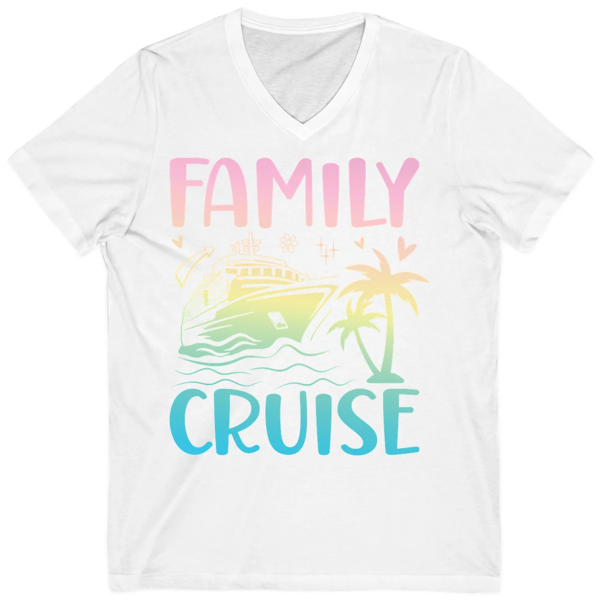 Family Cruise Vacation V-Neck in White