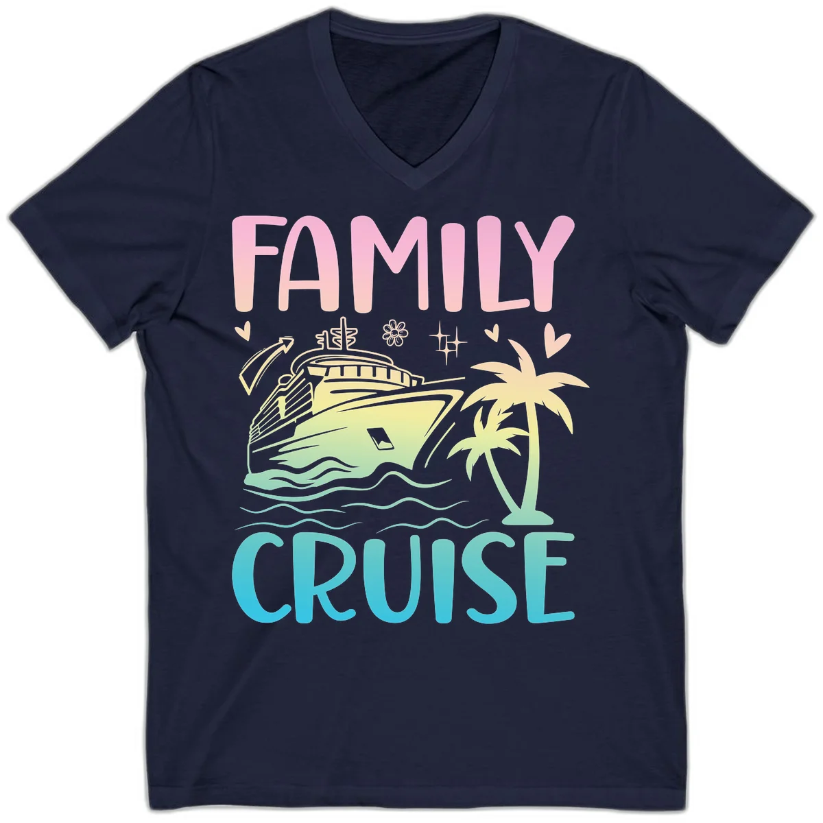 Family Cruise Vacation V-Neck in Navy