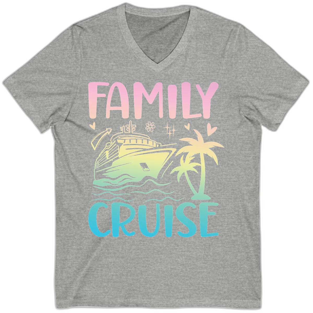 Family Cruise Vacation V-Neck in Athletic Heather