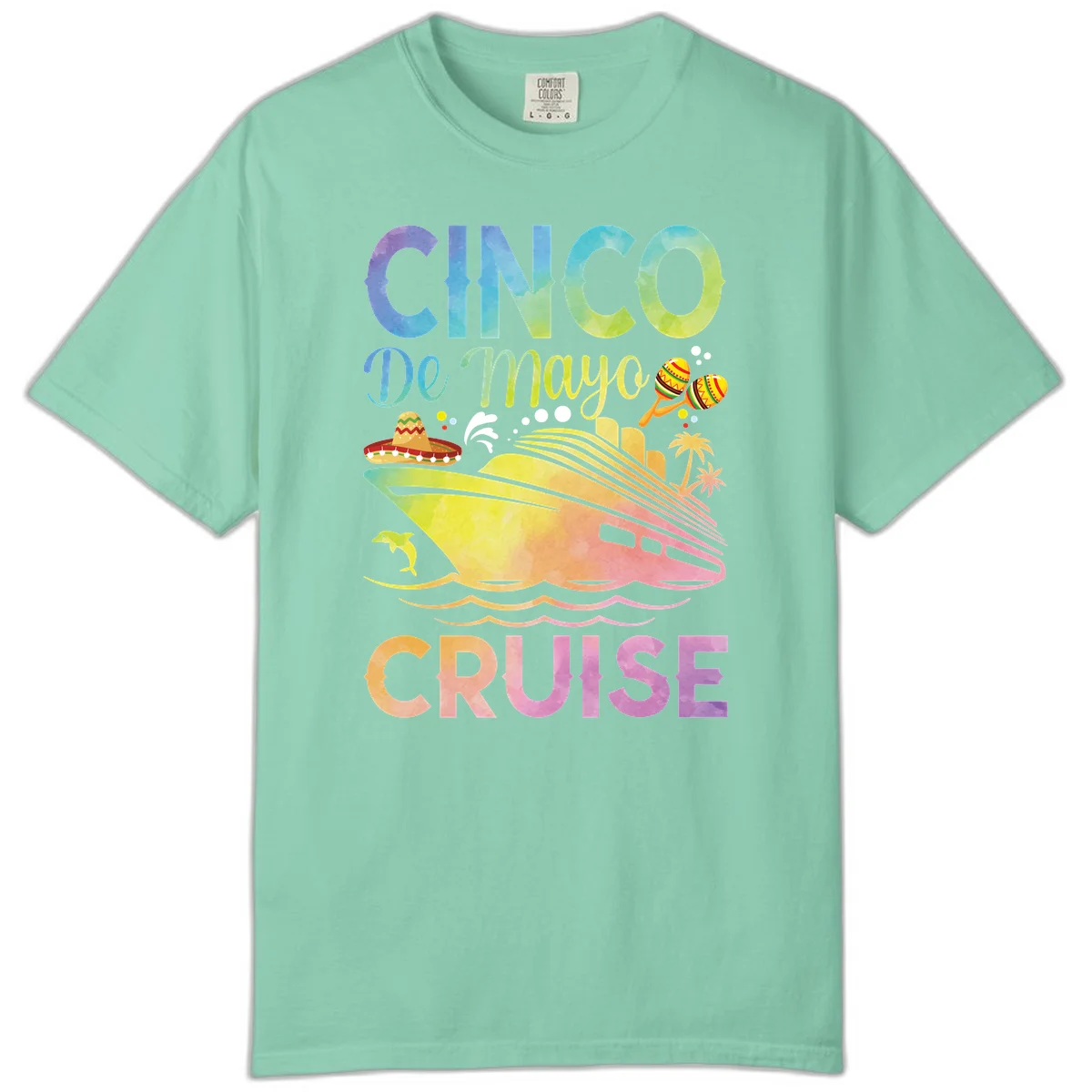 Cinco De Mayo Cruise Comfort Color T-Shirt in Island Reef