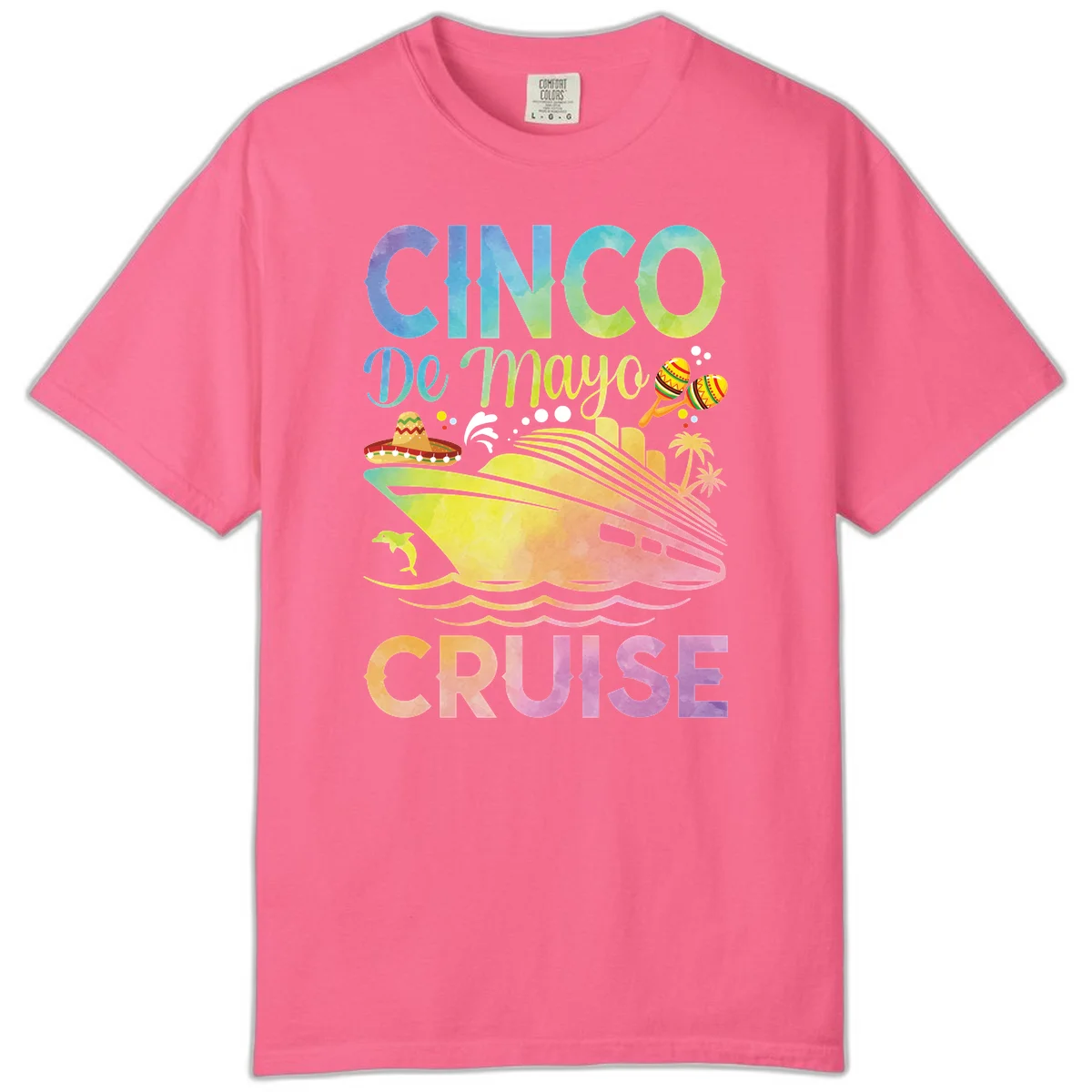 Cinco De Mayo Cruise Comfort Color T-Shirt in Crunchberry