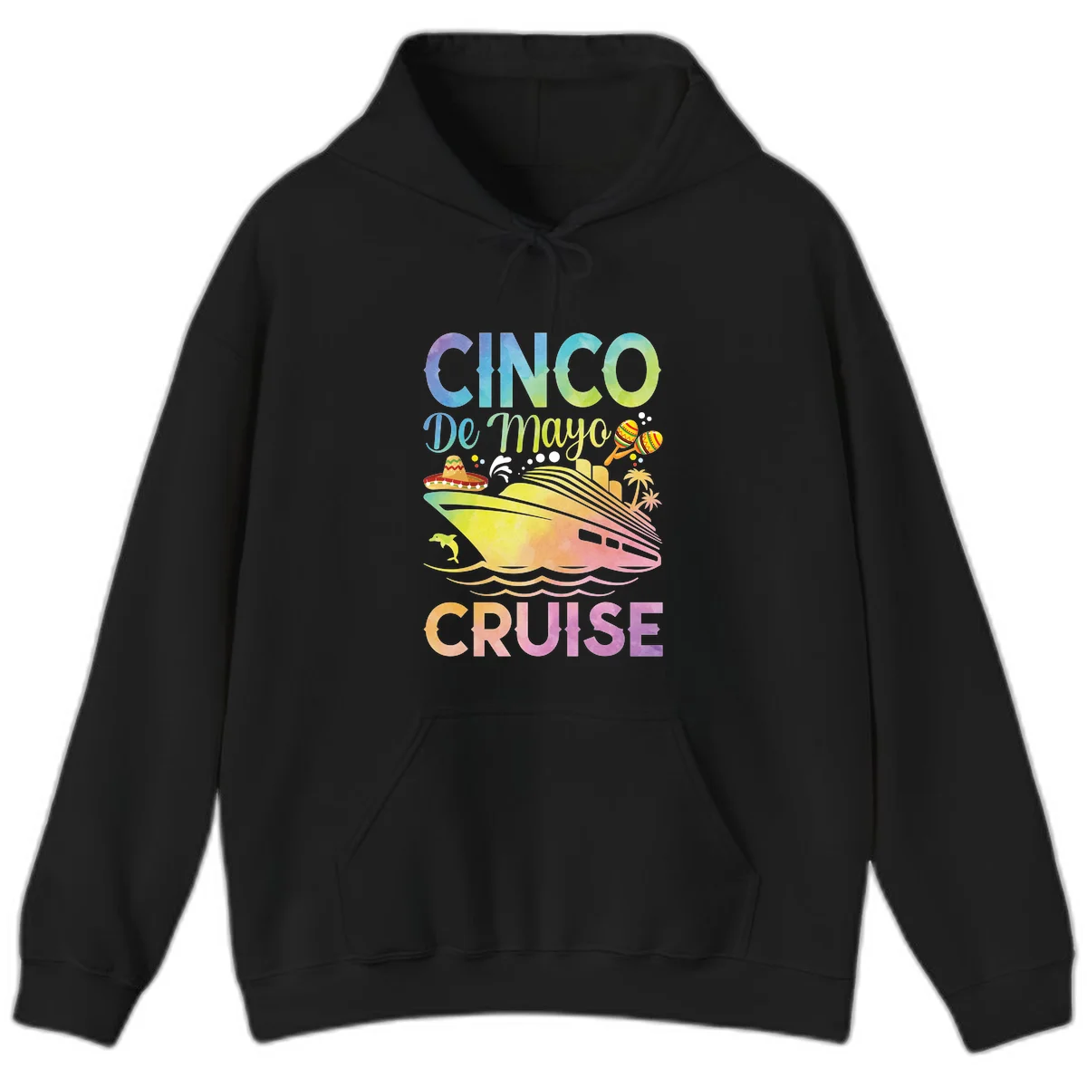 Cinco De Mayo Cruise Tropical Party Hoodie in Black