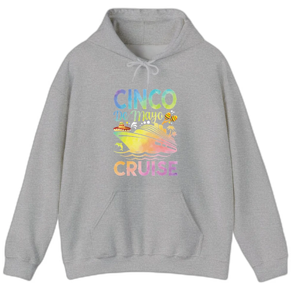 Cinco De Mayo Cruise Tropical Party Hoodie in Sport Grey