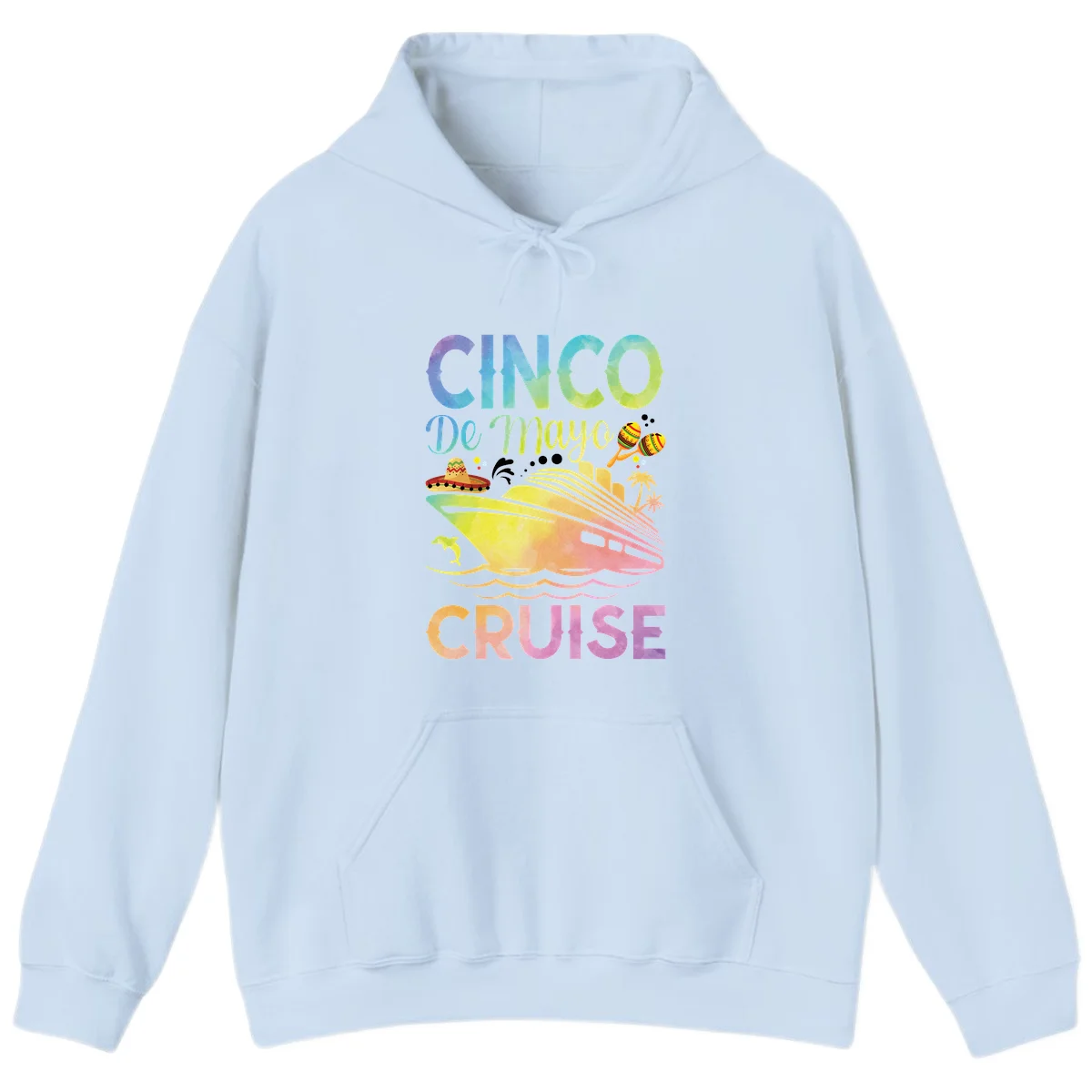 Cinco De Mayo Cruise Tropical Party Hoodie in Light Blue