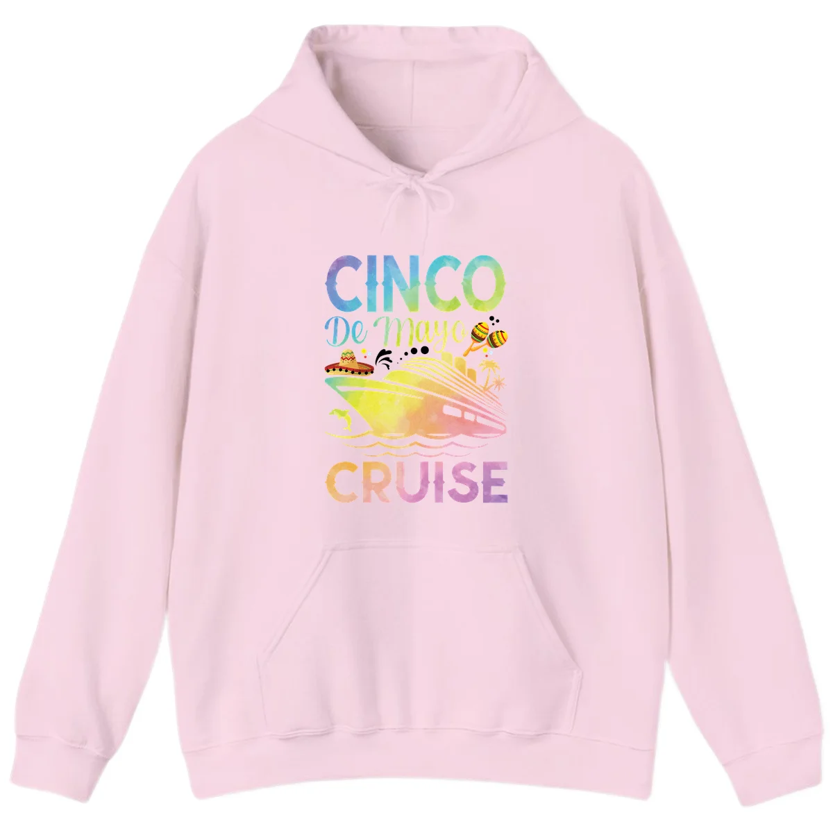 Cinco De Mayo Cruise Tropical Party Hoodie in Light Pink
