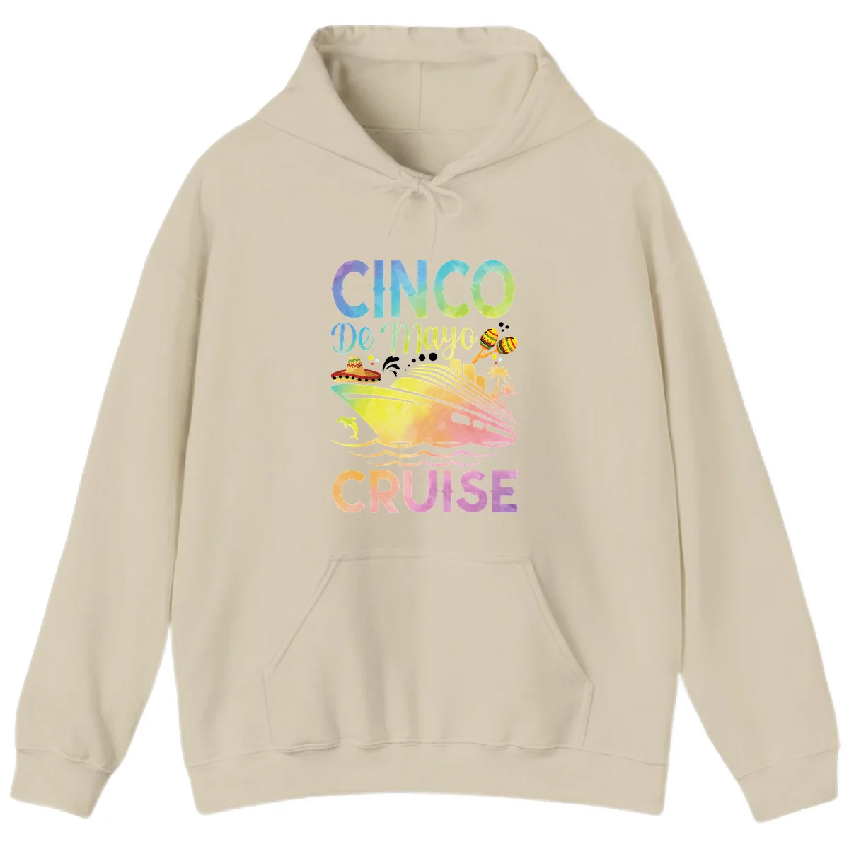 Cinco De Mayo Cruise Tropical Party Hoodie in Sand