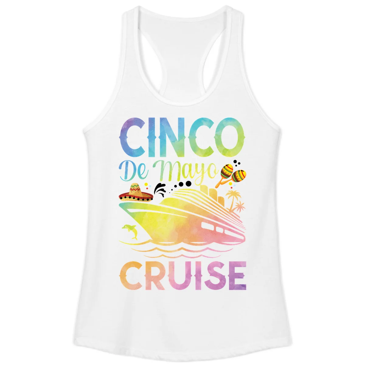 Cinco De Mayo Cruise Ladies Tank Top in White