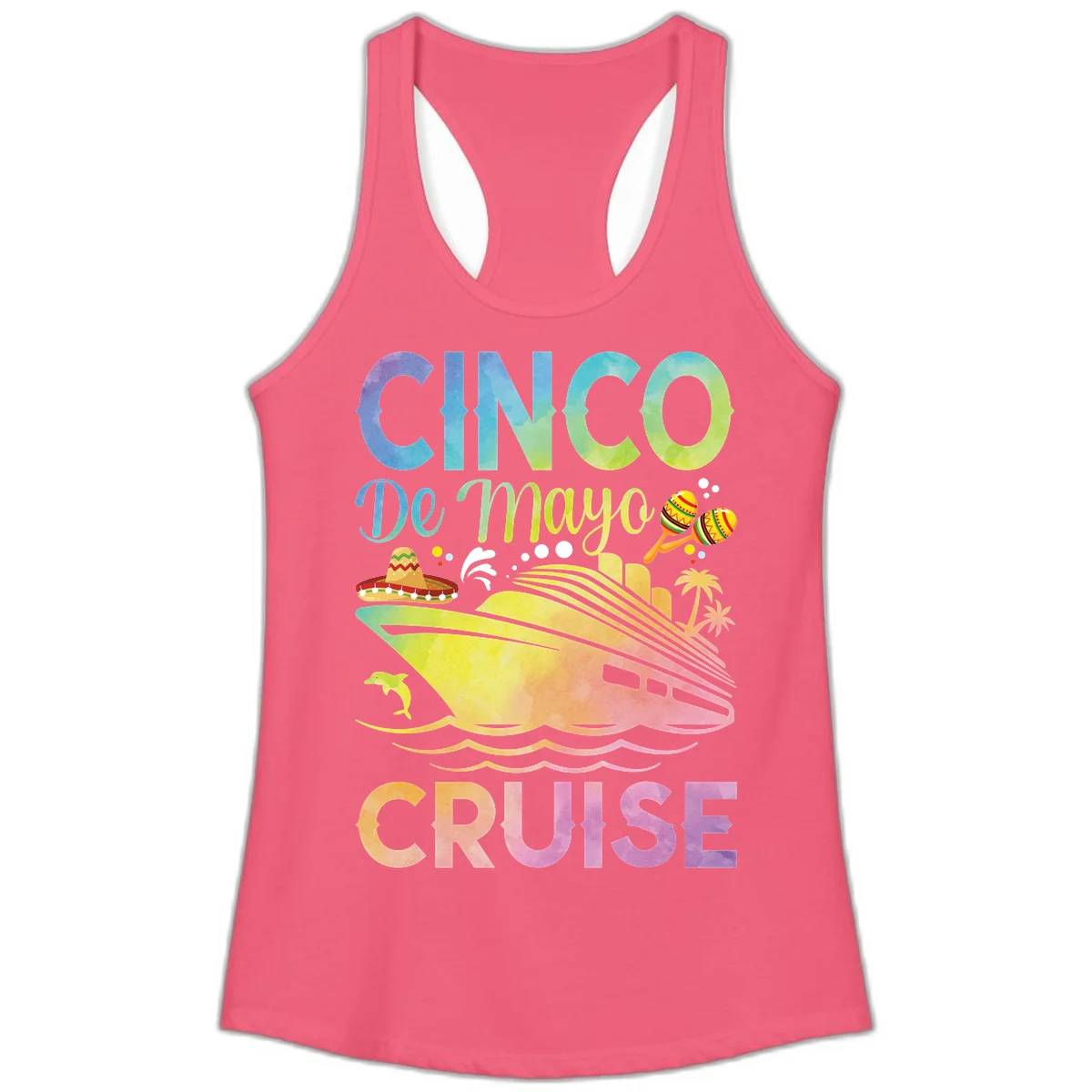 Cinco De Mayo Cruise Ladies Tank Top in Hot Pink
