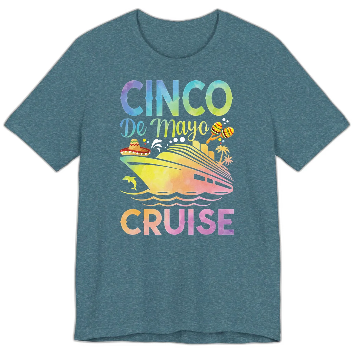 Cinco De Mayo Cruise Fiesta Premium T-Shirt in Heather Deep Teal