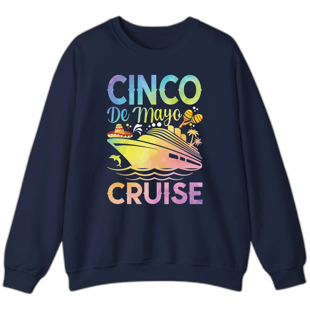 Cinco De Mayo Cruise Tropical Party Sweatshirt in Navy