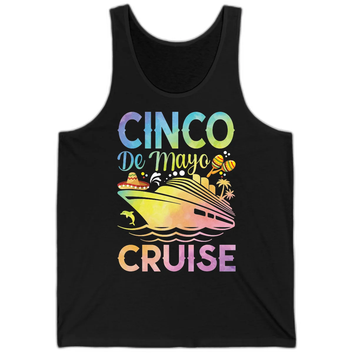 Cinco De Mayo Cruise Tropical Tank Top in Black