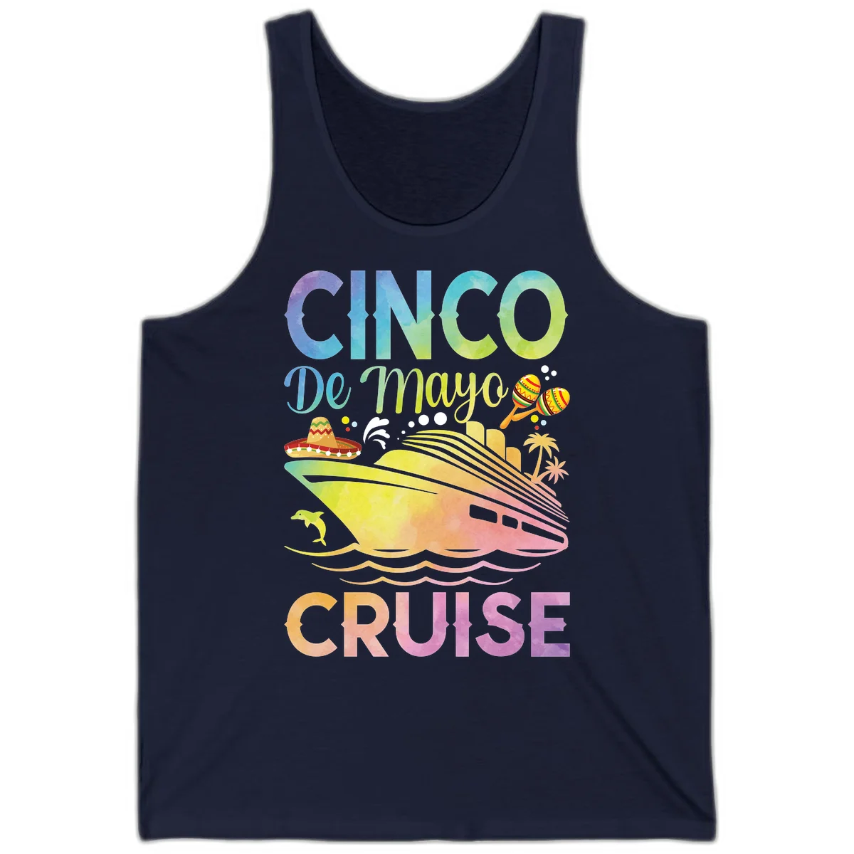 Cinco De Mayo Cruise Tropical Tank Top in Navy