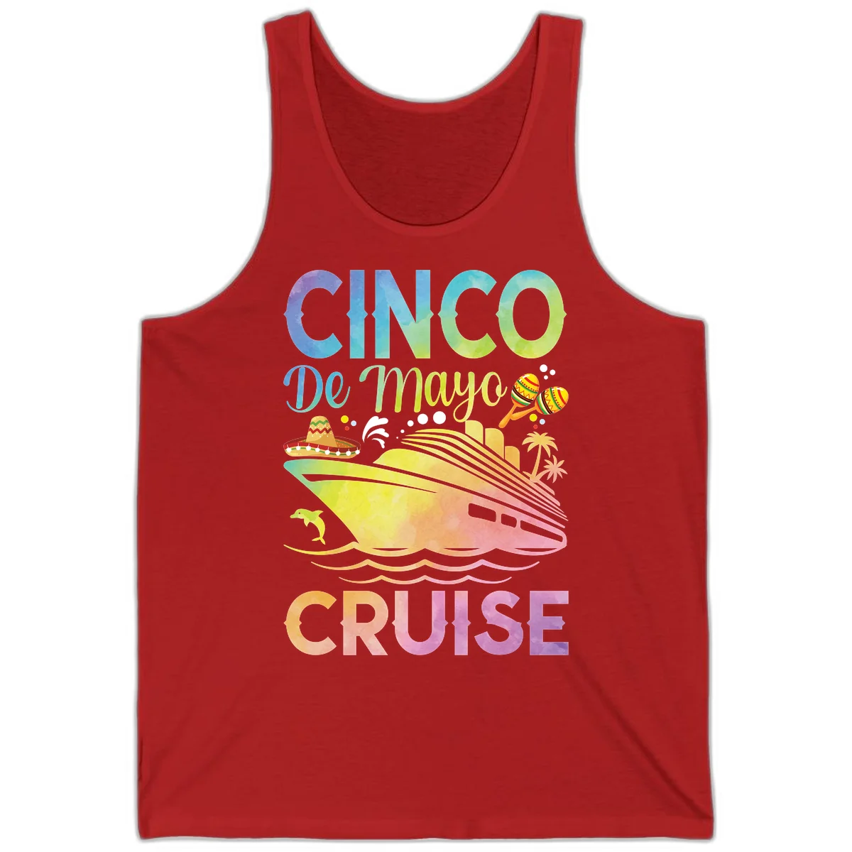 Cinco De Mayo Cruise Tropical Tank Top in Red