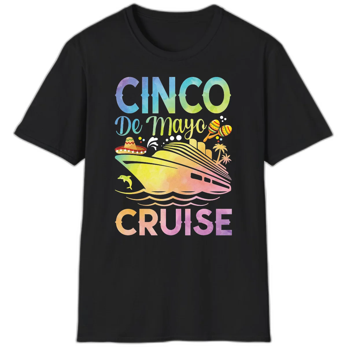 Cinco De Mayo Cruise Tropical Fiesta T-Shirt in Black