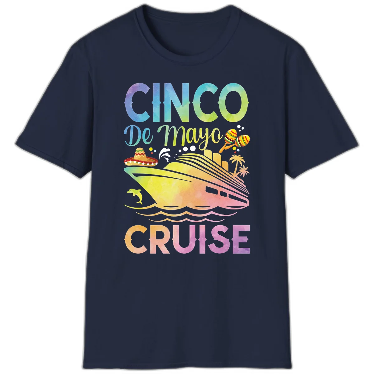 Cinco De Mayo Cruise Tropical Fiesta T-Shirt in Navy