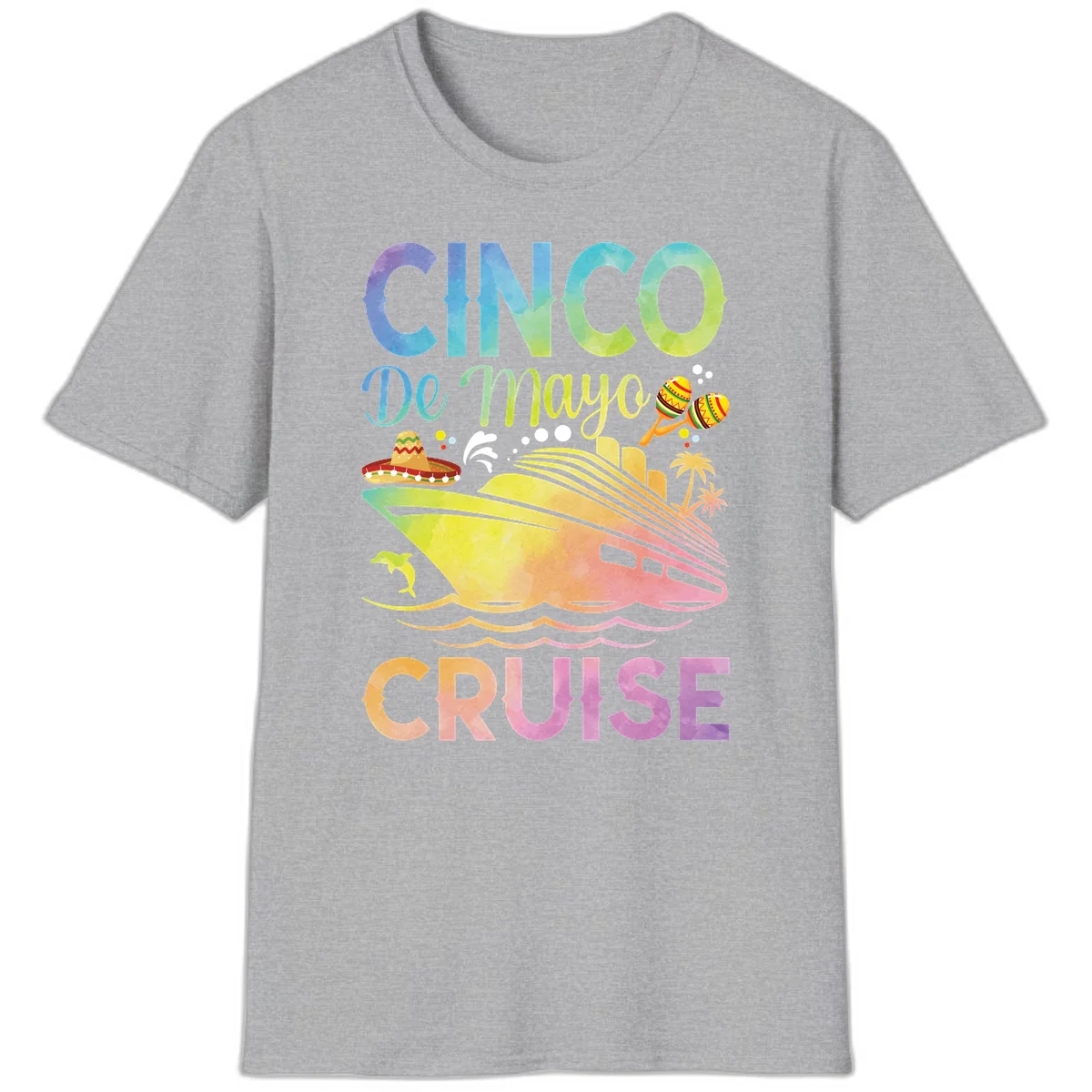 Cinco De Mayo Cruise Tropical Fiesta T-Shirt in Sport Grey