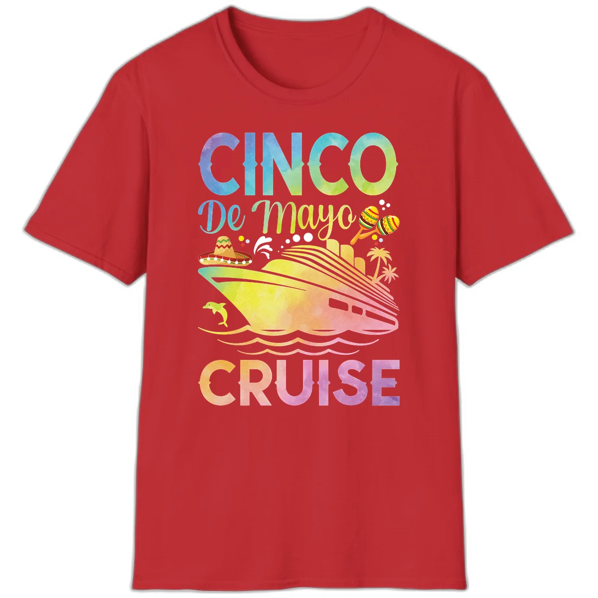 Cinco De Mayo Cruise Tropical Fiesta T-Shirt in Red