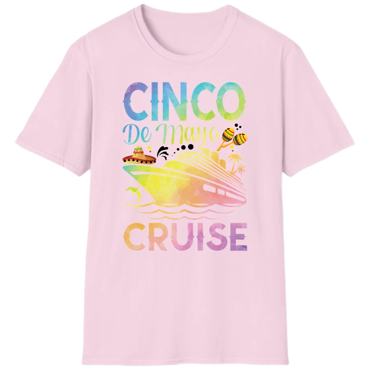 Cinco De Mayo Cruise Tropical Fiesta T-Shirt in Light Pink