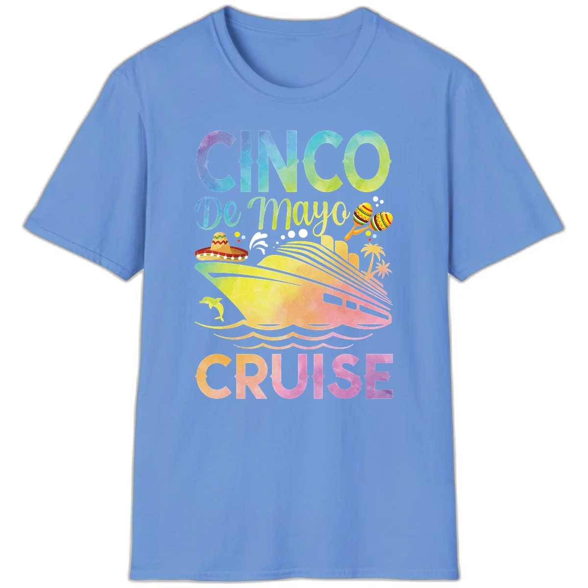 Cinco De Mayo Cruise Tropical Fiesta T-Shirt in Carolina Blue
