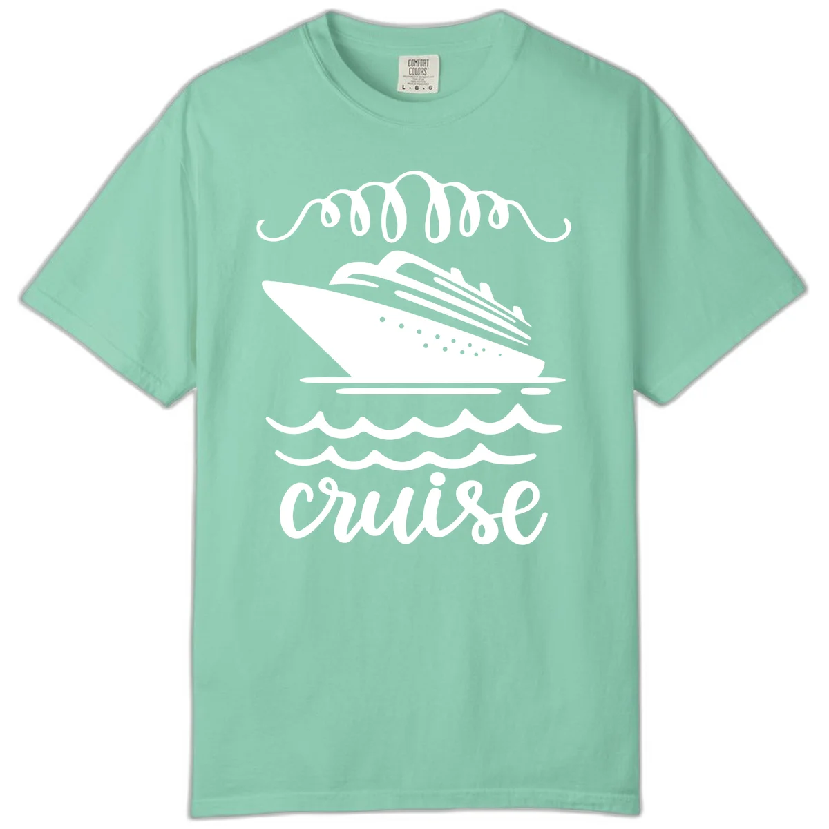 Cruise Ship Ocean Waves Comfort Color Tee in Island Reef