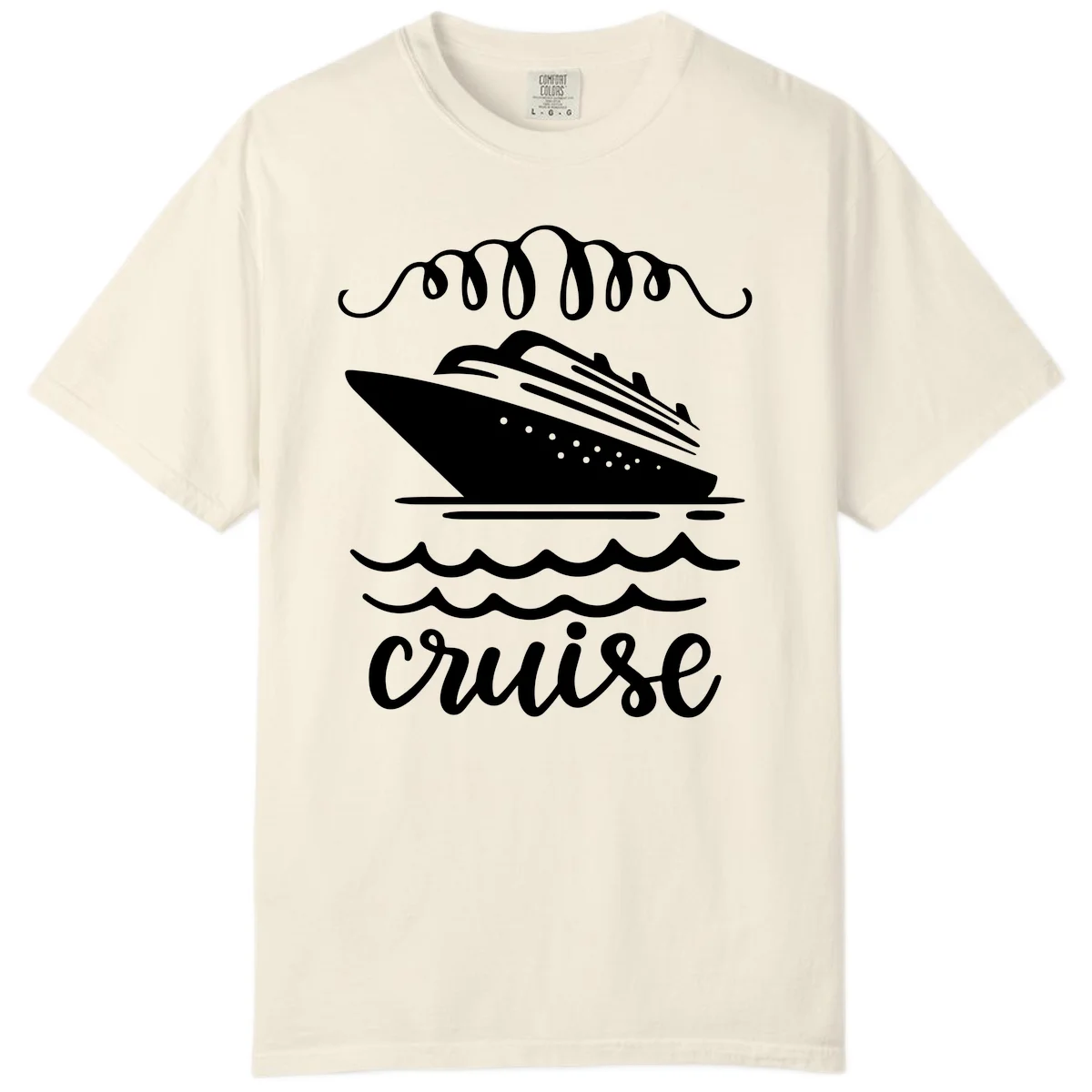 Cruise Ship Ocean Waves Comfort Color Tee in Ivory