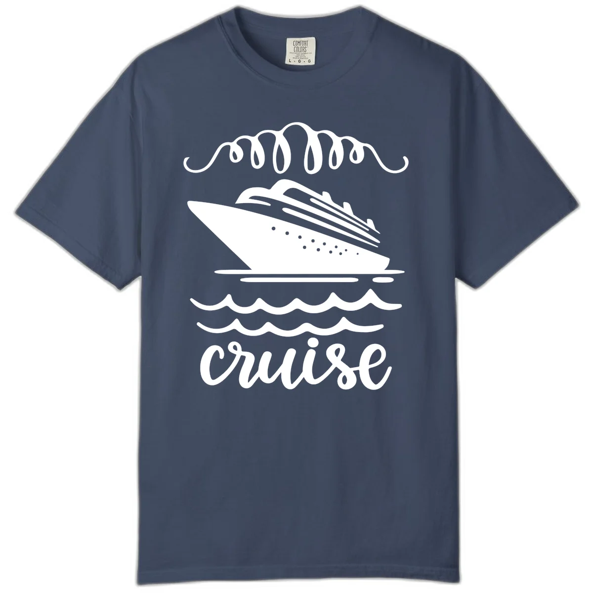 Cruise Ship Ocean Waves Comfort Color Tee in Midnight