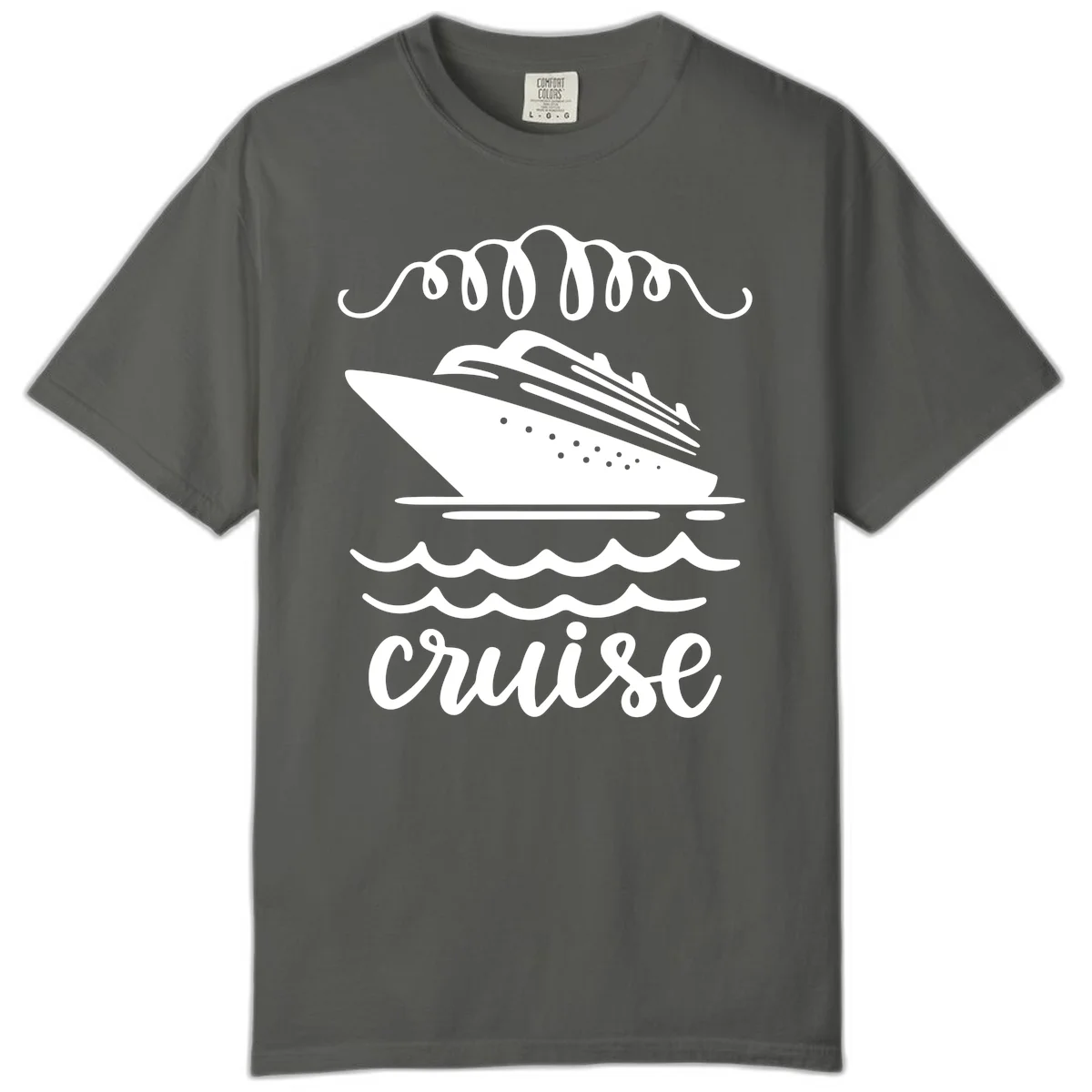 Cruise Ship Ocean Waves Comfort Color Tee in Pepper