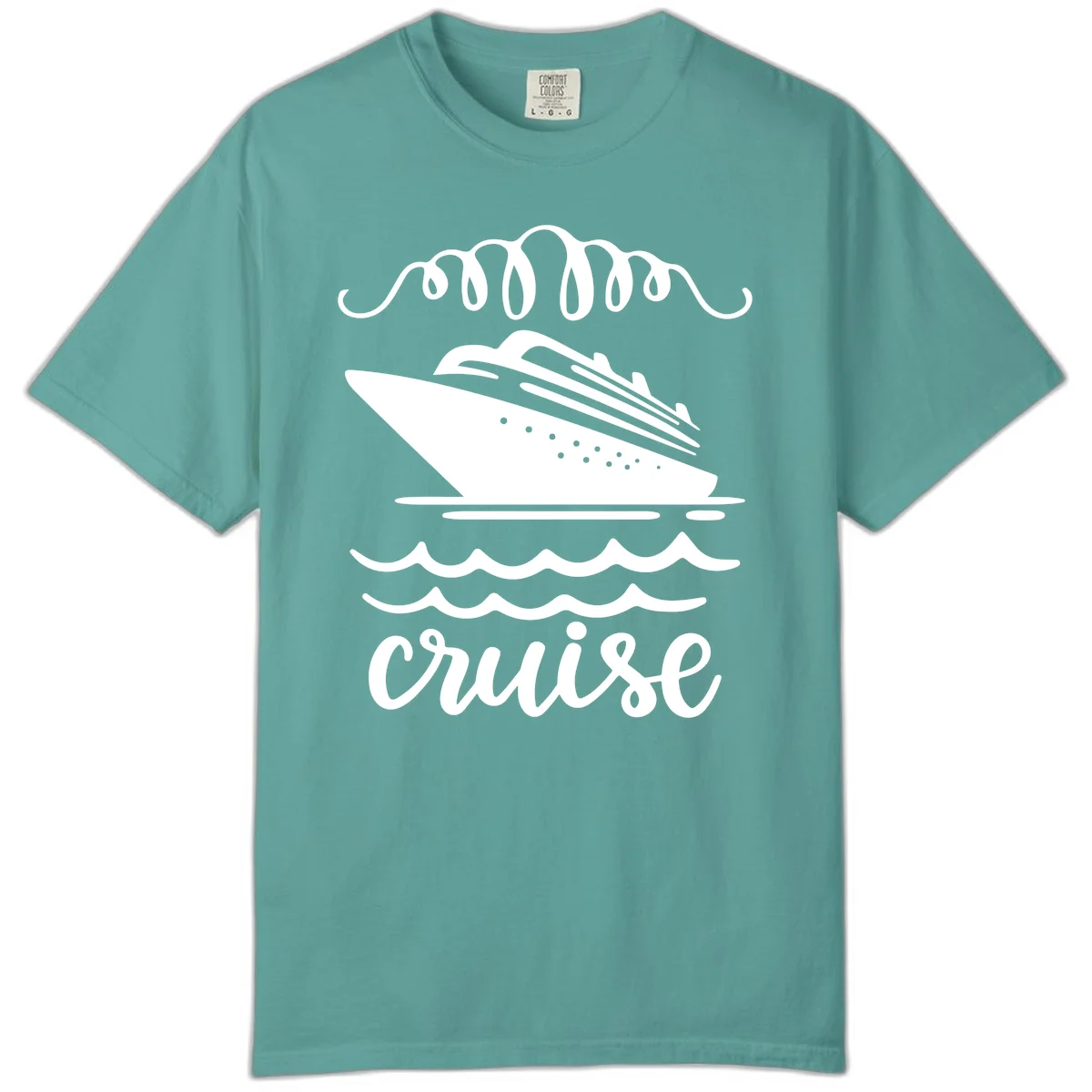Cruise Ship Ocean Waves Comfort Color Tee in Seafoam