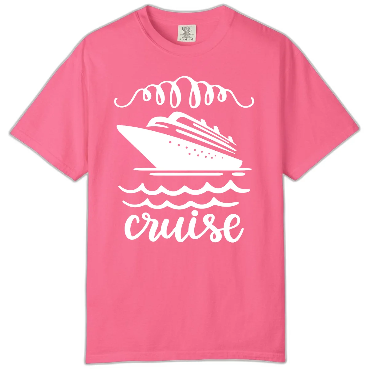 Cruise Ship Ocean Waves Comfort Color Tee in Crunchberry