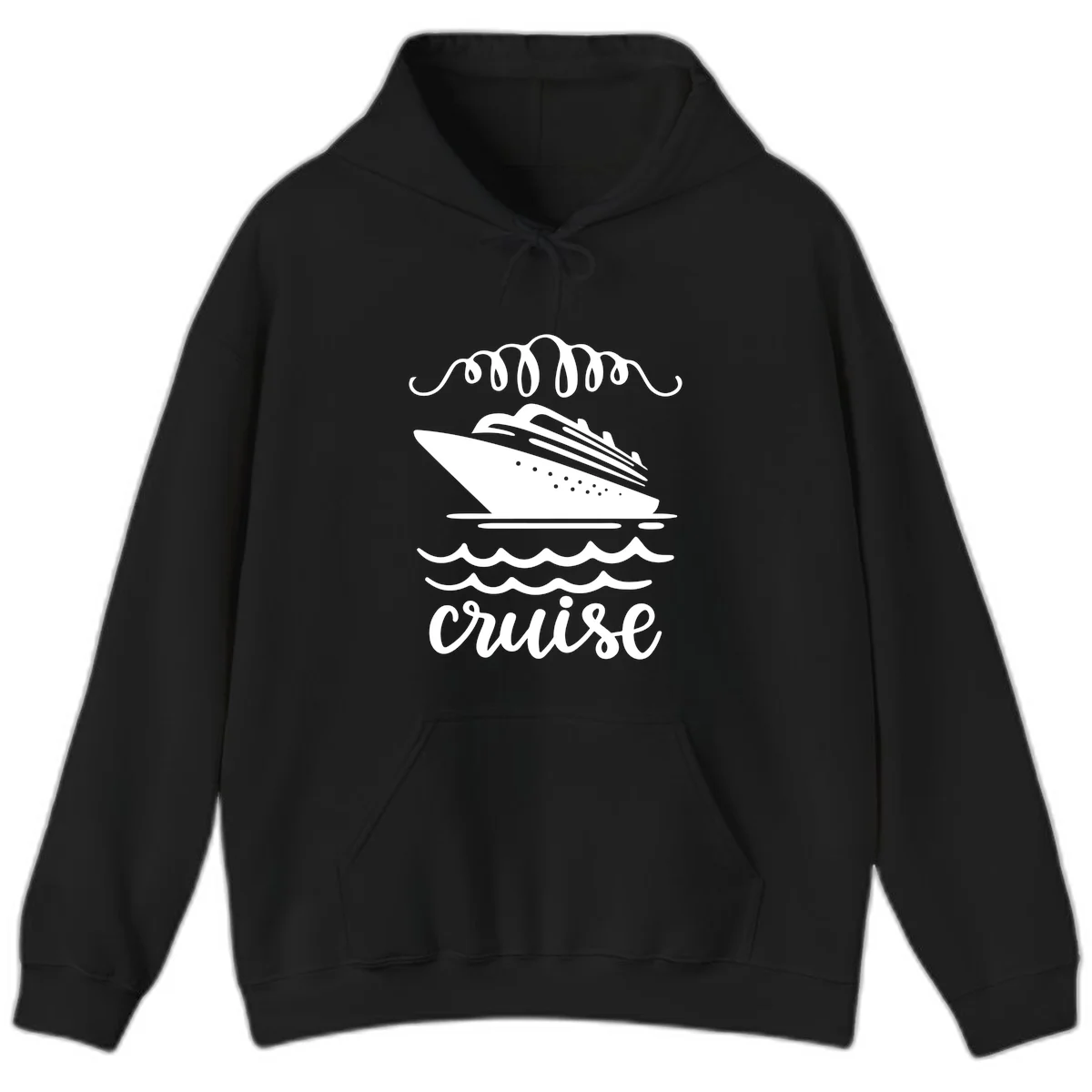 Cruise Ship Ocean Waves Hoodie in Black