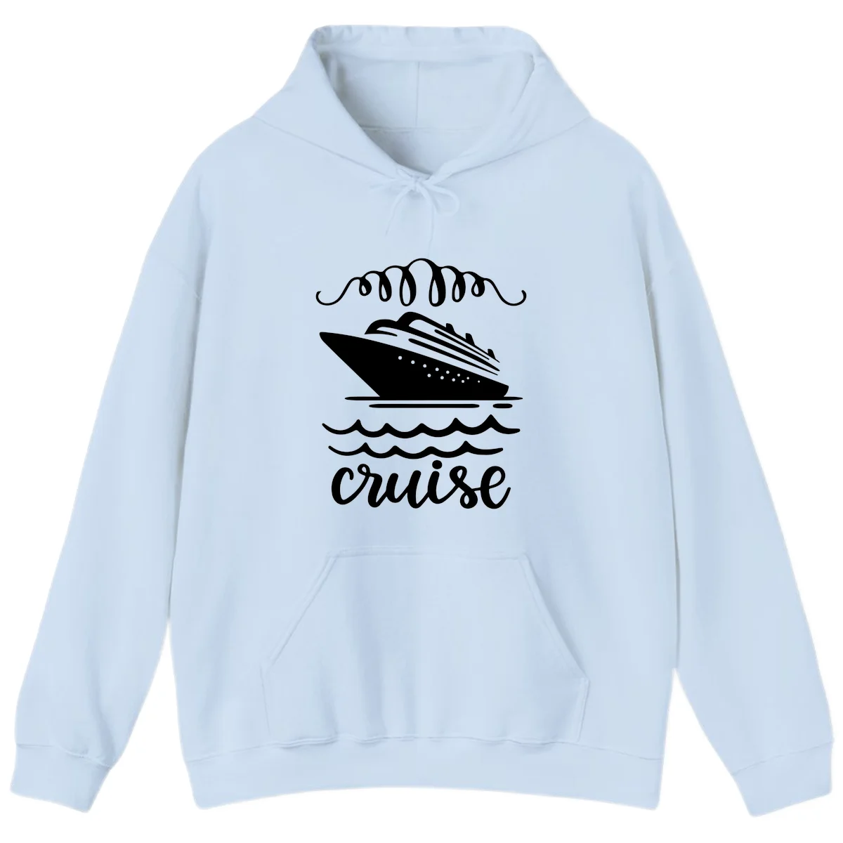 Cruise Ship Ocean Waves Hoodie in Light Blue