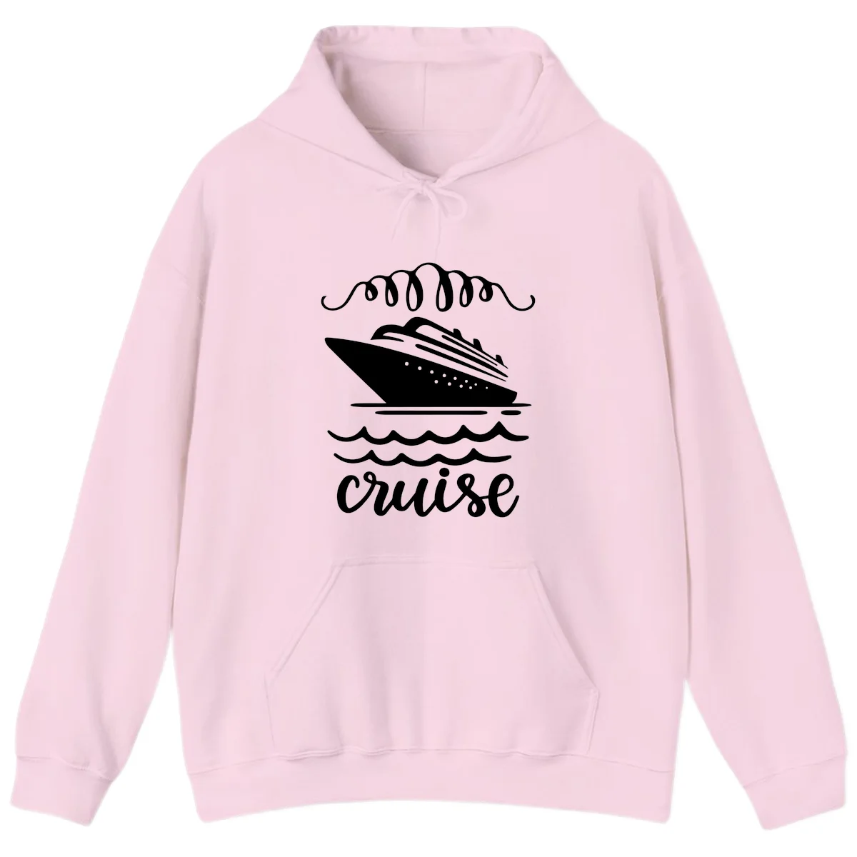 Cruise Ship Ocean Waves Hoodie in Light Pink