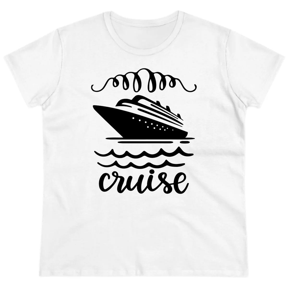 Cruise Ship Ocean Waves Ladies Tee in White
